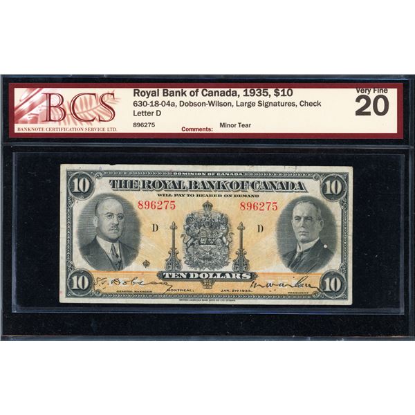 Royal Bank of Canada Ten Dollars 1935