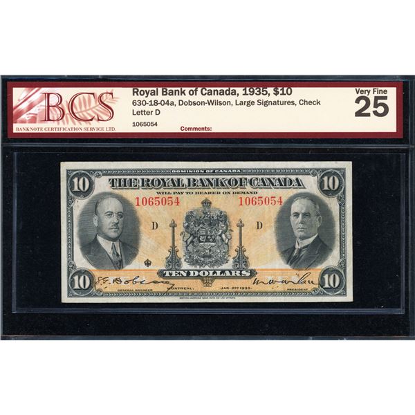 Royal Bank of Canada Ten Dollars 1935
