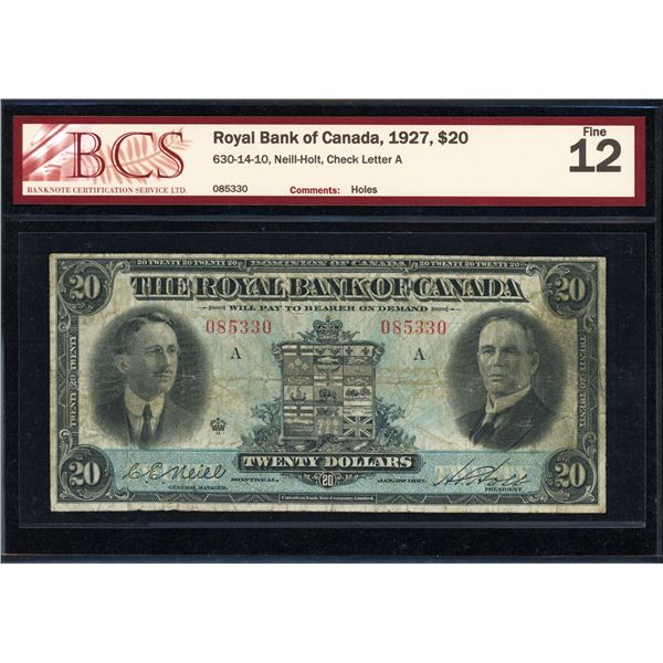 Royal Bank of Canada Twenty Dollars 1927