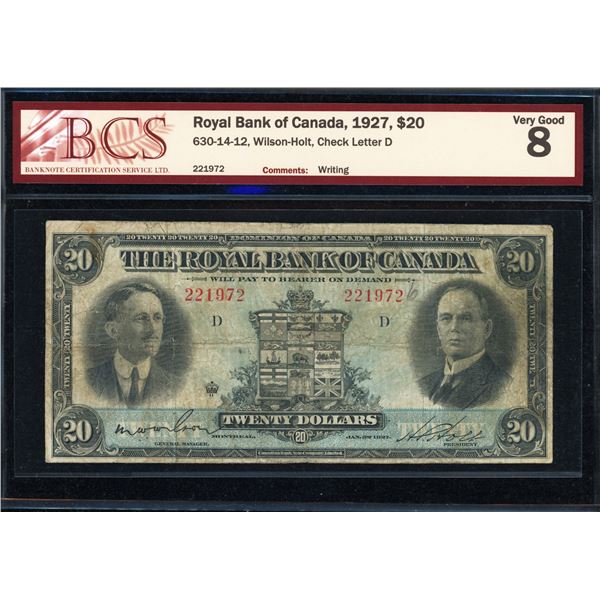 Royal Bank of Canada Twenty Dollars 1927