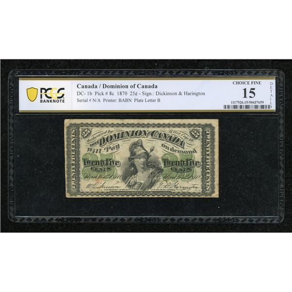 Dominion of Canada Twenty-five Cents 1870, Plate letter B
