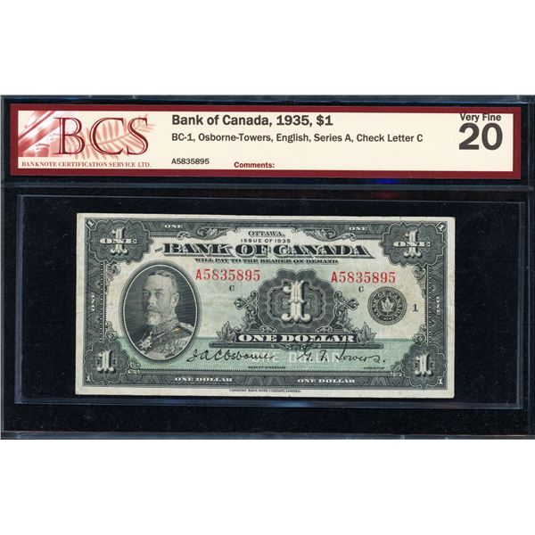 Bank of Canada One Dollar 1935, VF-20