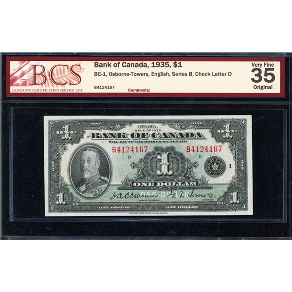 Bank of Canada One Dollar 1935, VF-35