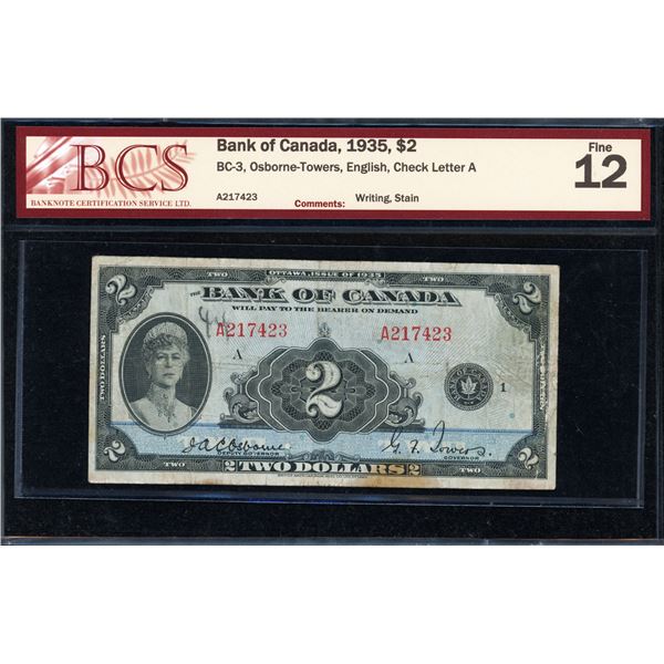 Bank of Canada Two Dollars 1935