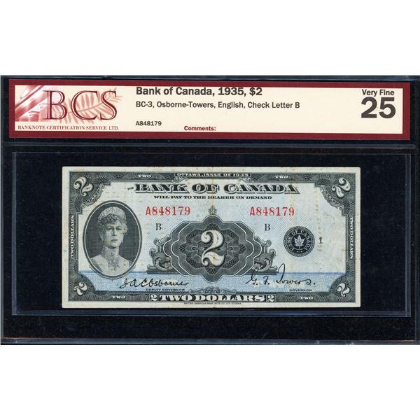 Bank of Canada Two Dollars 1935, VF-25