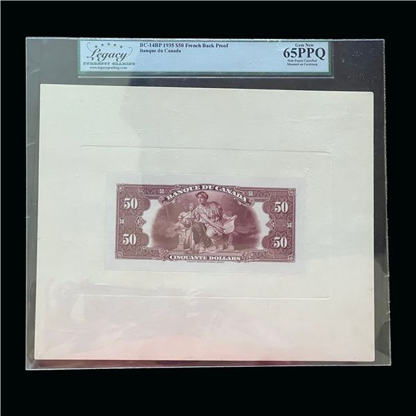 Bank of Canada Fifty Dollars 1935 French, Back Proof