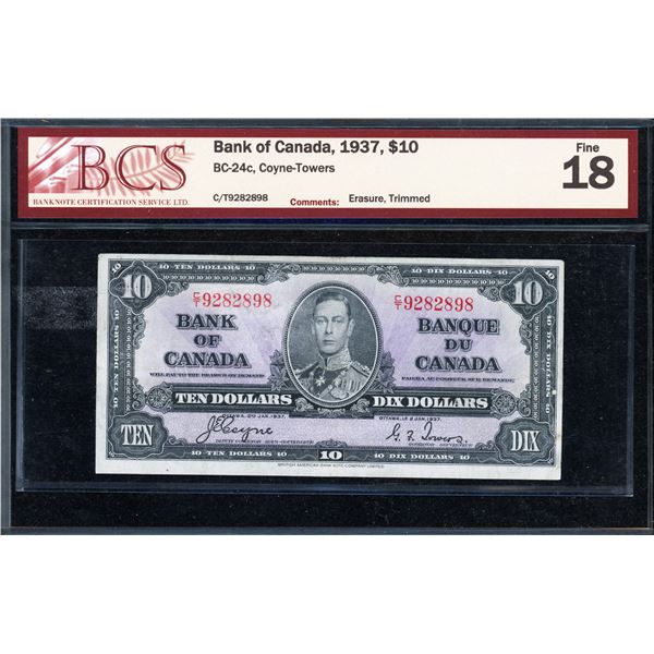 Bank of Canada Ten Dollars 1937, Coyne-Towers