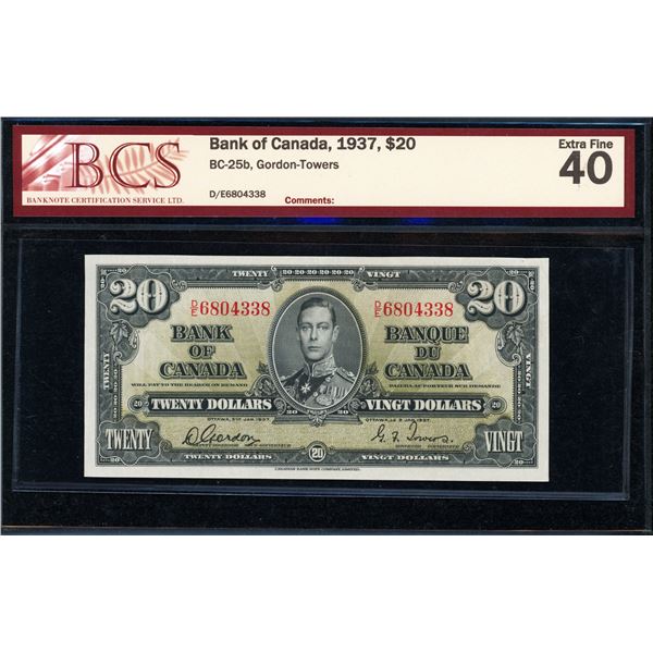 Bank of Canada Twenty Dollars 1937, EF-40