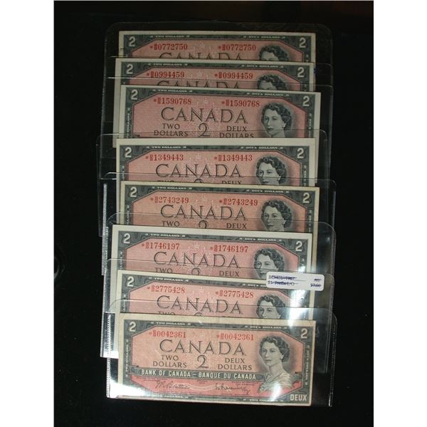 Bank of Canada Two Dollars 1954, Study Lot of 200+ Notes