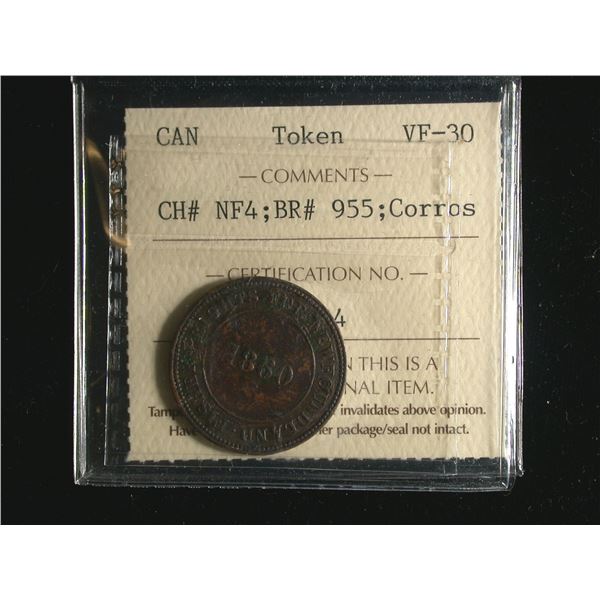 Newfoundland 1860 Fisheries Token, Ch.NF4, Br.955, Scarce