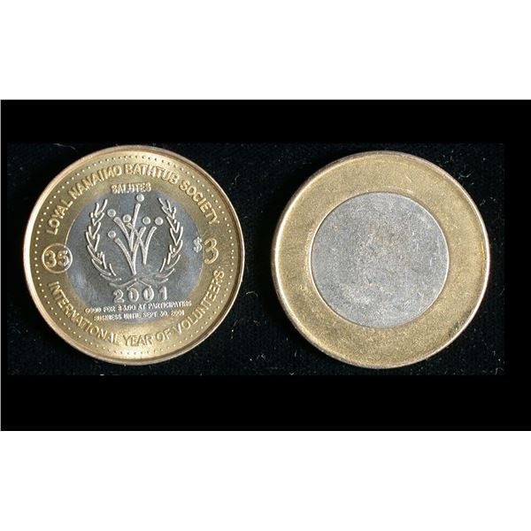 Nanaimo B.C. 2001 Three Dollar Token, with Blank Planchet