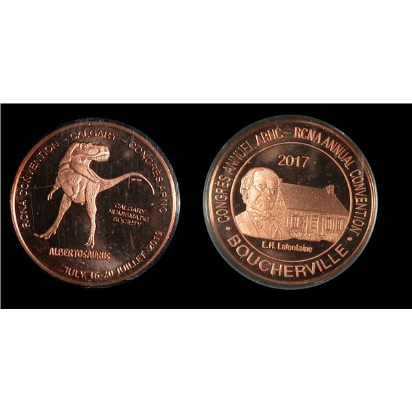 Lot of 2 RCNA Convention Metals and 1 Bill English Wood