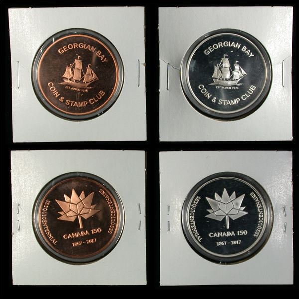 Lot of 2 Georgian Bay Coin and Stamp Club Metals, Canada 150