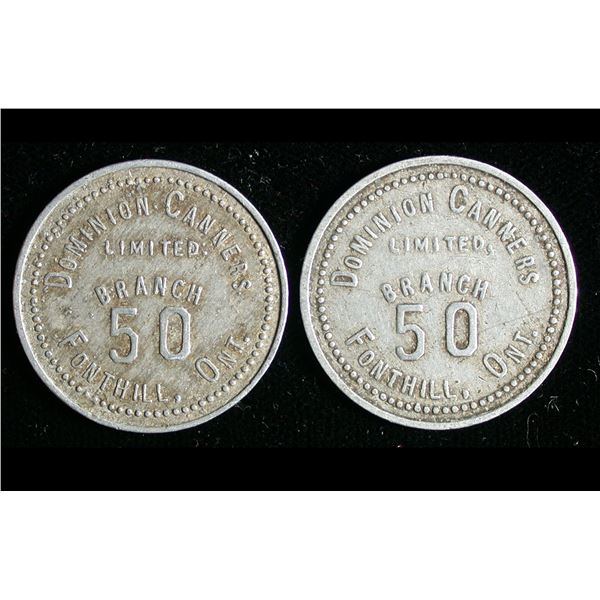 Dominion Canners Ltd. Fonthill ON - Lot of 2 Tomatoes Tokens