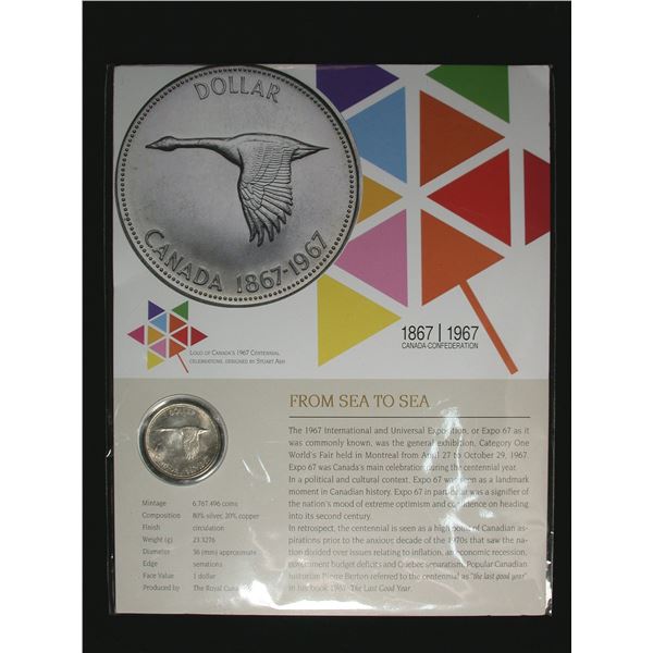 Canada 1967 Silver Dollar in Confederation Display Card