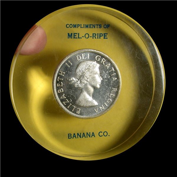 Mel-O-Ripe Banana Co. Lucite Encased Canada 1963 Dollar