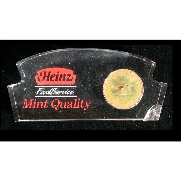 Heinz Food Service Lucite Encased 1991 Loon Dollar