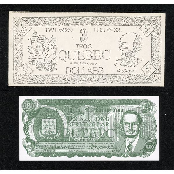 Quebec Political Satire Note Pair