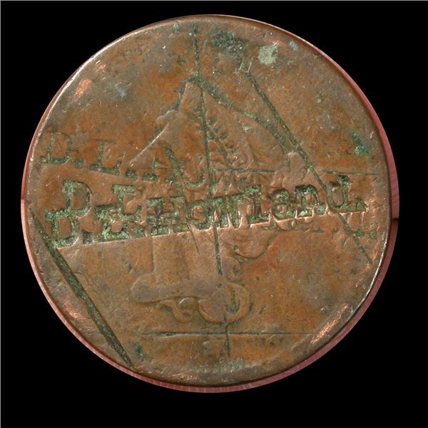 United States 1849 Large Cent, Howland Counter Stamp