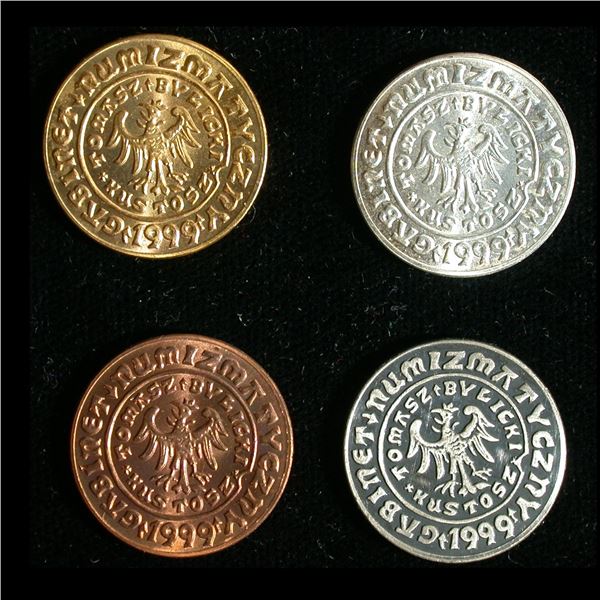 Polish State Mint Set of four Promotional Tokens, 1999