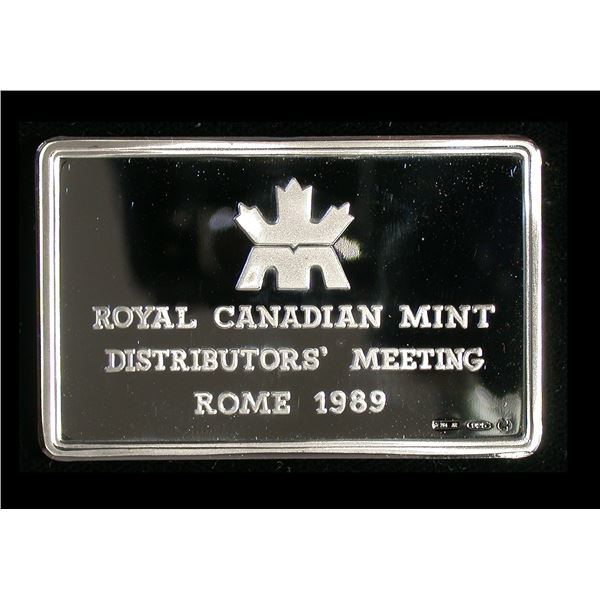 Royal Canadian Mint 1989 Rome Distributors Meeting Silver Bar