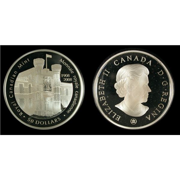 Canada 2008 Fifty Dollars RCM 100th, 5 oz Silver Proof