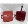 Image 1 : ENAMELED CAST IRON SQUARE GRILL PANS, LOT OF 2