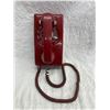 Image 1 : VINTAGE RED ROTARY DIAL WALL-MOUNTED TELEPHONE