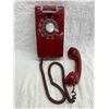 Image 2 : VINTAGE RED ROTARY DIAL WALL-MOUNTED TELEPHONE