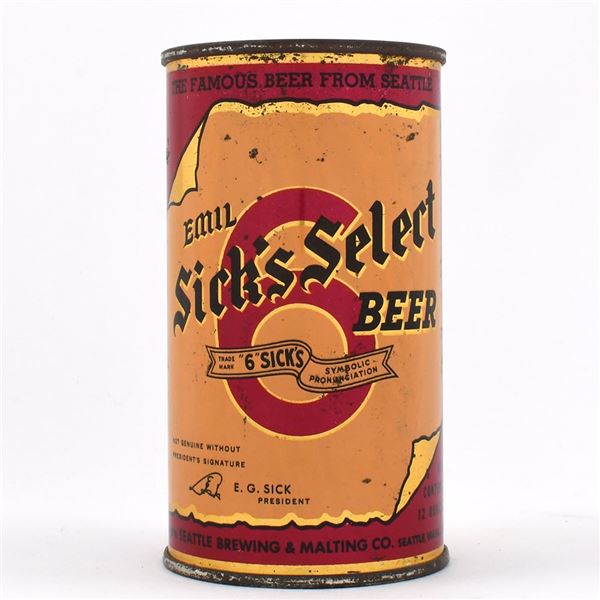 EMIL Sicks Select Beer Instructional Flat Top RARE 133-16