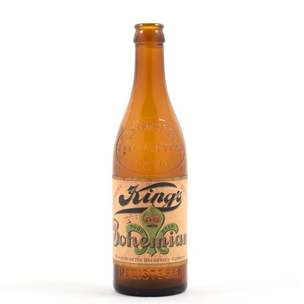 Kings Bohemian Beer Pre-Prohibition Embossed Bottle SCARCE EXCELLENT