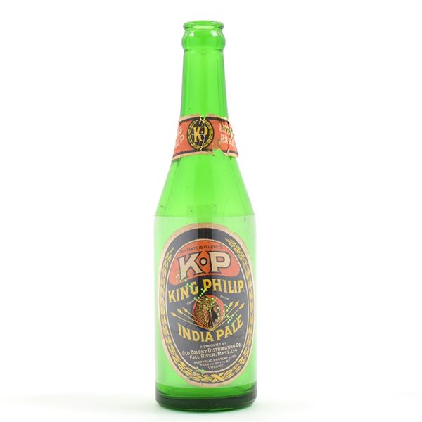 KP King Philip India Pale Ale Prohibition Era Bottle WAMPANOAG Indigenous American OUTSTANDING