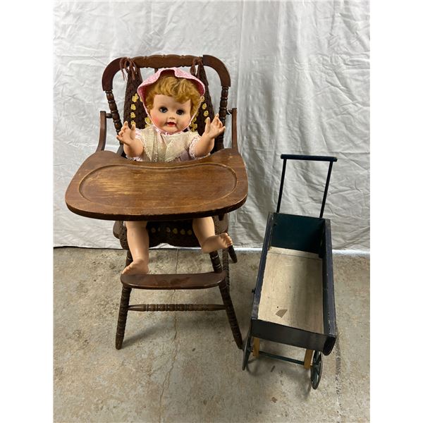 Wooden High Chair & Stroller