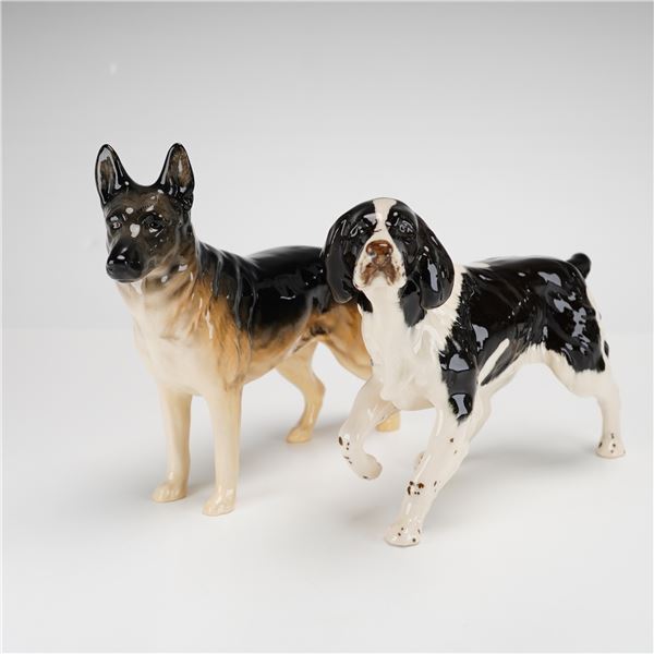 Two Beswick Ceramic Dog Figurines, German Shepherd and Cocker Spaniel