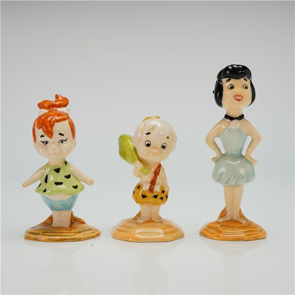 3pc John Beswick Flintstones Figurines- Betty Rubble, Pebbles & Bamm Bamm