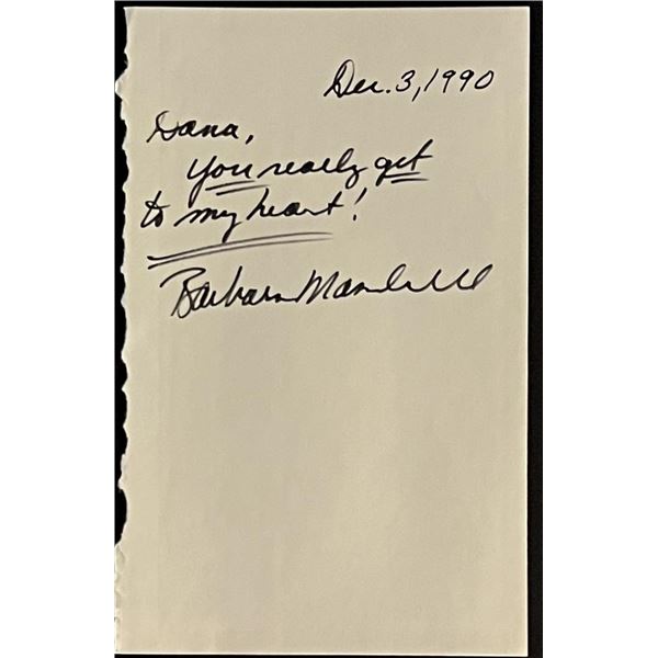 Country Singer Barbara Mandrell signed letter