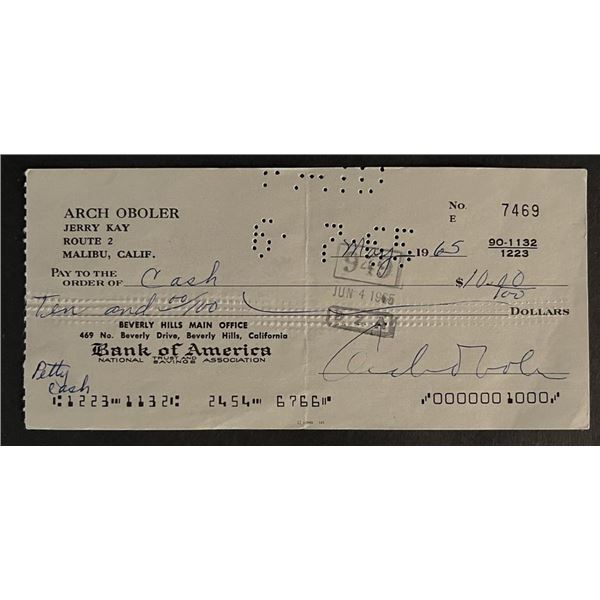 Arch Oboler signed check