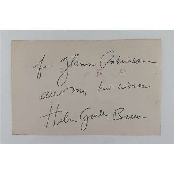 Sex And The Single Girl Helen Gurley Brown signed note