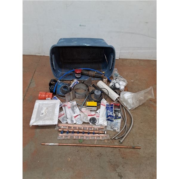 * Assorted Plumbing Supplies, Tote - Cannot Ship