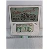 Image 1 : Saskatchewan Motorcycle Plate(Modern) and  Decorative Plate Mounted on Wooden Board 14"x14"