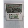 Image 2 : Saskatchewan Motorcycle Plate(Modern) and  Decorative Plate Mounted on Wooden Board 14"x14"