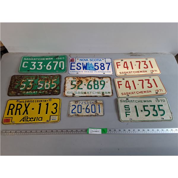 Vintage License Plates- Alberta, Nova Scotia, Saskatchewan 1965-72