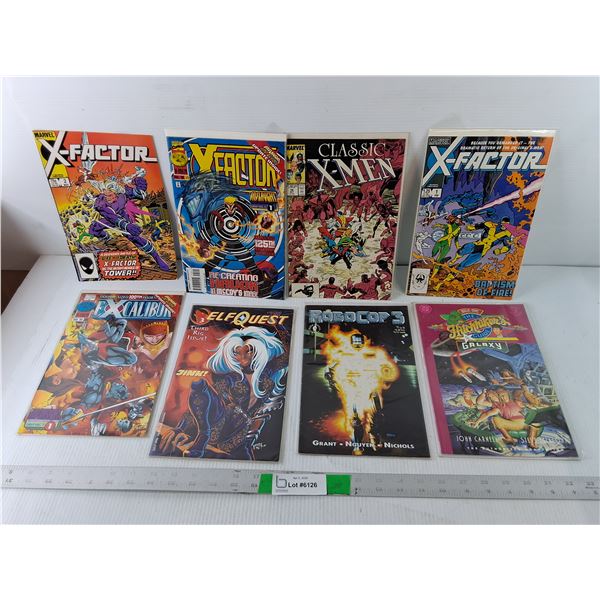 (8) Comics- X-Factor, Robocop 3, Elf Quest, Hitchhiker's Guide to the Galaxy, Misc.