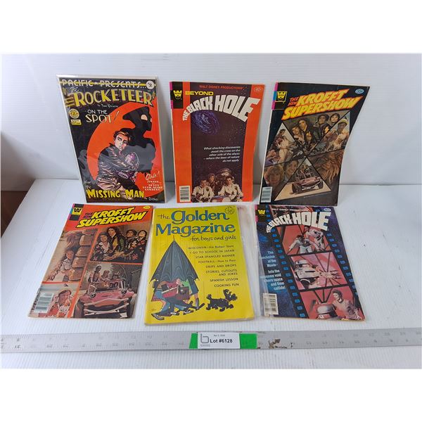 (6) Comics- The Rocketeer, The Black Hole, The Golden Magazine, The Krofft Supershow