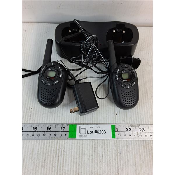 Set of Cobra Micro Talk Walkie Talkie Set with Desktop Charger,Cord and Wrist Straps