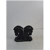 Image 2 : Pair of Vintage Black Glazed Ceramic Horse Head Bookends