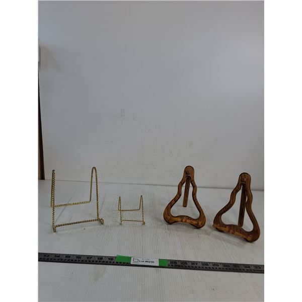 (4) Book Stands- Wooden & Wire