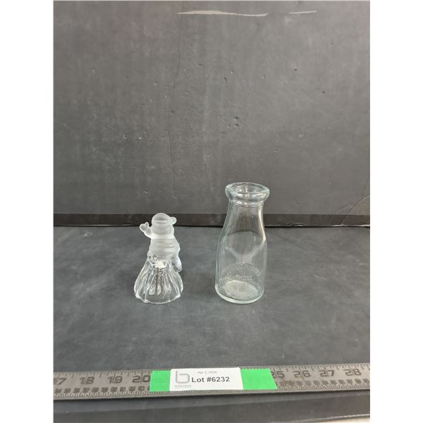 Glass Pint Milk Bottle, Crystal-Clear Glass Bell Motif