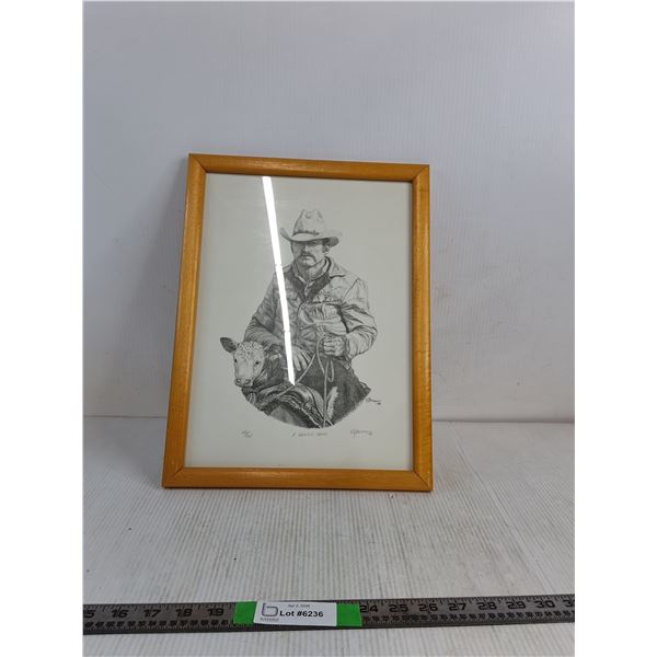 Bernie Brown Print " A Gentle Hand" Frame ( as is, cannot authenticate)