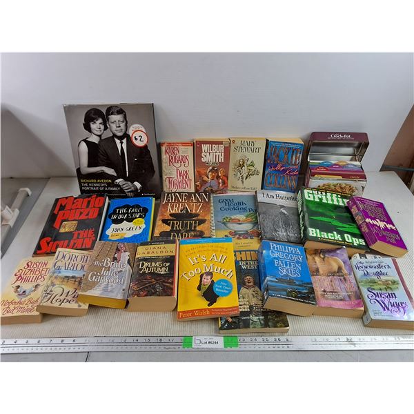 Assorted Books - Jayne Ann Krentz, Philippa Gregory, Mary Stewart, Recipe Card Collection